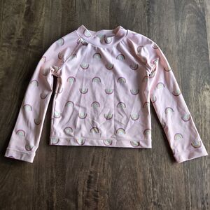 Pink Long Sleeve Shirt with Rainbow Print